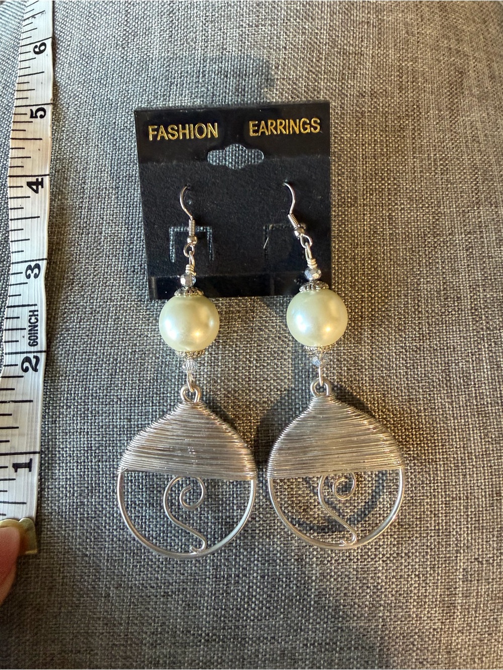 Silver Pearl Drop Dangle Earrings